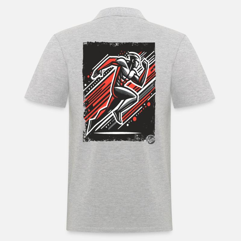Dynamischer Läufer - Männer Poloshirt - Grau meliert