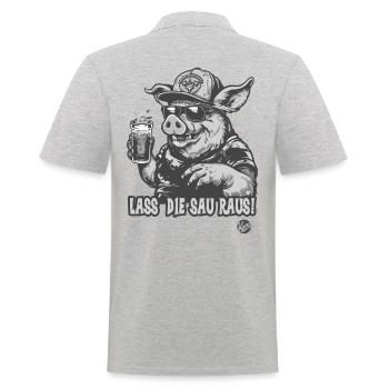 Party Celebration Pig Let the Pig Out - Men's Polo Shirt - heather grey - Back - Kai (181cm)