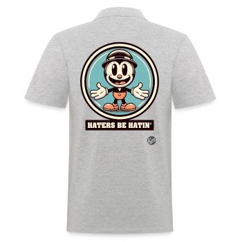 Retro Vintage Cartoon – Haters Be Hatin' - Männer Poloshirt - Grau meliert - Hinten - Kai (181cm)