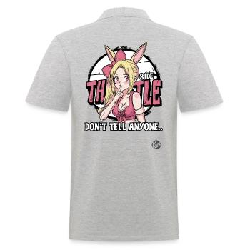 Häschen Cartoon Mädchen – Der Side Hustle - Männer Poloshirt - Grau meliert - Hinten - Kai (181cm)