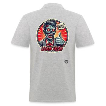 Pouce zombie vers le haut : Ça a l’air frais - Polo Homme - gris chiné - Dos - Kai (181cm)