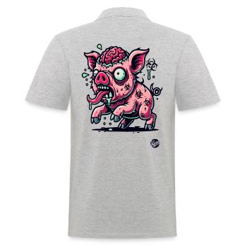 Rotten Brain – Funny Zombie Pig - Men's Polo Shirt - heather grey - Back - Kai (181cm)