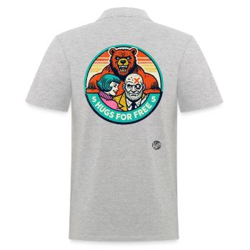 Umarmungen kostenlos vom harten Bodybuilder-Bär - Männer Poloshirt - Grau meliert - Hinten - Kai (181cm)
