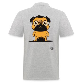 Mops Hund Sumo-Ringer - Männer Poloshirt - Grau meliert - Hinten - Kai (181cm)