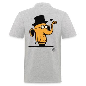 Niedlicher orangener Cartoon Elefant Design - Männer Poloshirt - Grau meliert - Hinten - Kai (181cm)