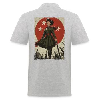 Vintage Socialism Communism Propaganda - Men's Polo Shirt - heather grey - Back - Kai (181cm)