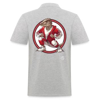 Cooler Sport-Mode Jogging-Anzug Dino - Männer Poloshirt - Grau meliert - Hinten - Kai (181cm)