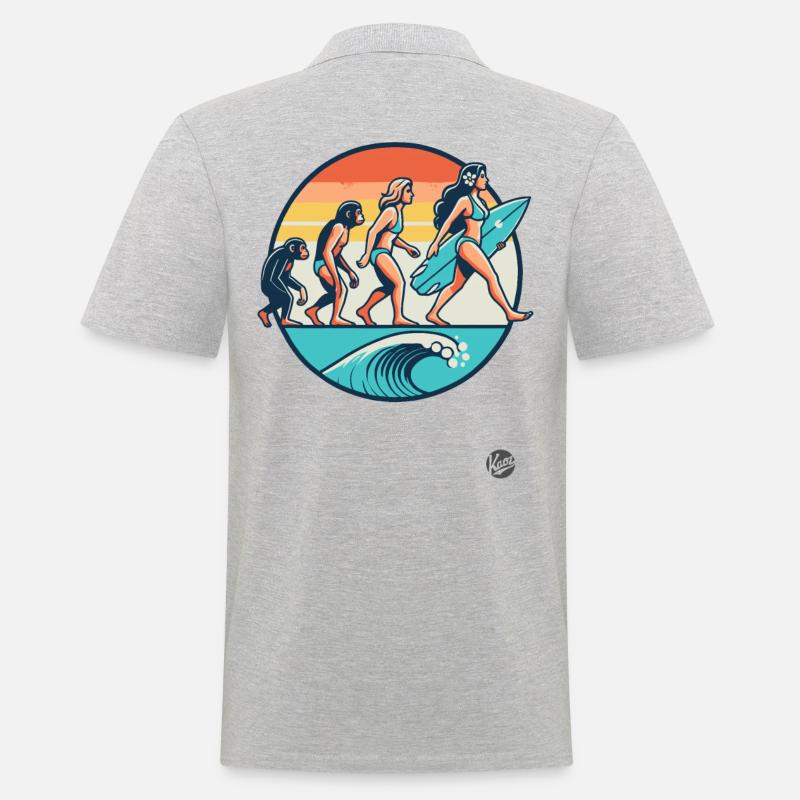 Surfer Surfer et évolution des surfeuses - Polo Homme - gris chiné