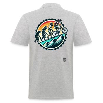 Evolution des Mountainbiker, Mountainbike - Männer Poloshirt - Grau meliert - Hinten - Kai (181cm)