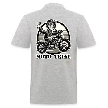 Old School Retro Motocross Moto Trial - Männer Poloshirt - Grau meliert - Hinten - Kai (181cm)
