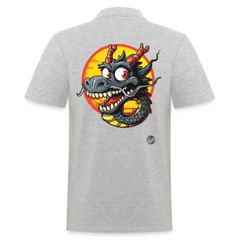 Dragon de dessin animé drôle - Polo Homme - gris chiné - Dos - Kai (181cm)