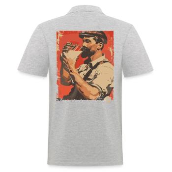 Beau laitier buvant du lait - Polo Homme - gris chiné - Dos - Kai (181cm)