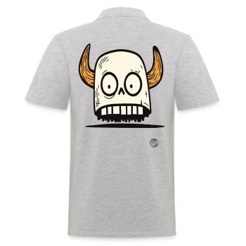 Vikinger Totenkopf mit Hörnern - Männer Poloshirt - Grau meliert - Hinten - Kai (181cm)