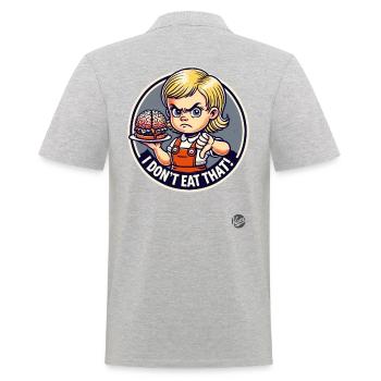 Mädchen mit Gehirn-Burger, Ich esse das nicht - Männer Poloshirt - Grau meliert - Hinten - Kai (181cm)