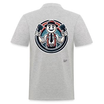 Vintage Retro Cartoon Comic - Mann und Schlauch - Männer Poloshirt - Grau meliert - Hinten - Kai (181cm)