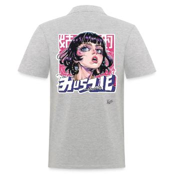 Der Hustle eines Mädchens - Männer Poloshirt - Grau meliert - Hinten - Kai (181cm)