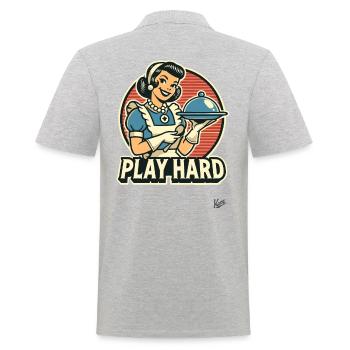 Housewife Cooking Serving Hard Play - Men's Polo Shirt - heather grey - Back - Kai (181cm)