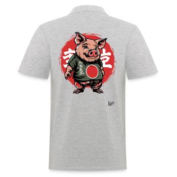 Cochon japonais - Polo Homme - gris chiné - Dos - Kai (181cm)