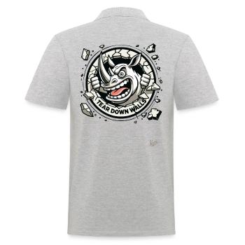 Brise et abat les murs, rhinocéros sauvage - Polo Homme - gris chiné - Dos - Kai (181cm)