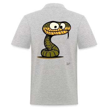 Dumm aussehende lustige Schlange - Männer Poloshirt - Grau meliert - Hinten - Kai (181cm)