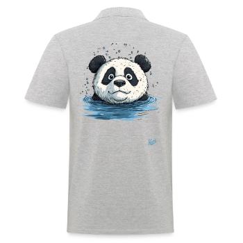 Little panda in the water - Men's Polo Shirt - heather grey - Back - Kai (181cm)