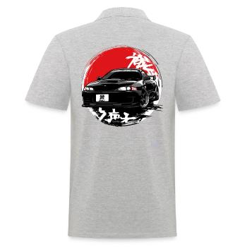 90s JDM Road Racing Car Tuning - Men's Polo Shirt - heather grey - Back - Kai (181cm)