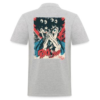Monster Eyes Rock Hard - Men's Polo Shirt - heather grey - Back - Kai (181cm)