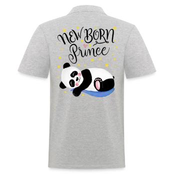 Newborn Prince: Baby Panda - Men's Polo Shirt - heather grey - Back - Kai (181cm)