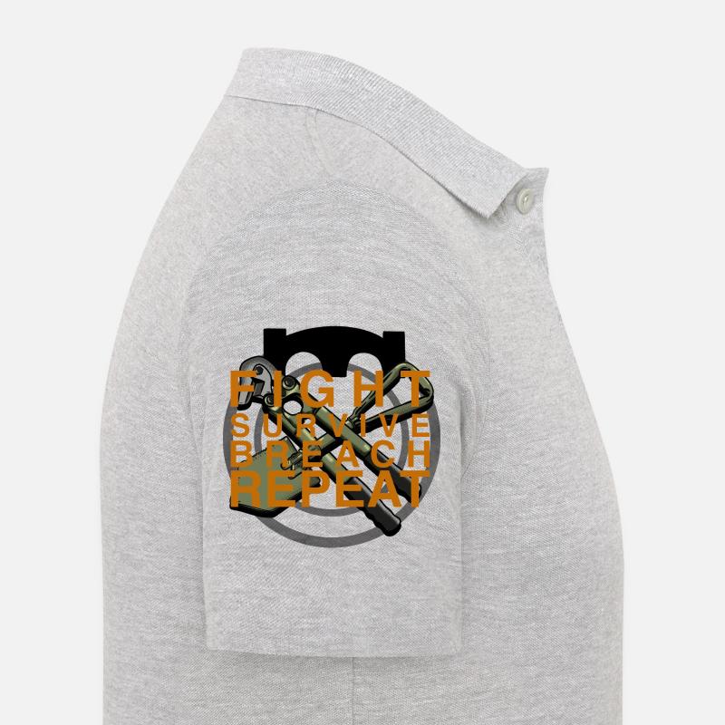 Combat Survie Pause Répéter - Polo Homme - gris chiné