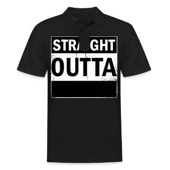 Straight Outta your text / dein Text Geschenkidee - Männer Poloshirt - Schwarz - Vorne - Kai (181cm)