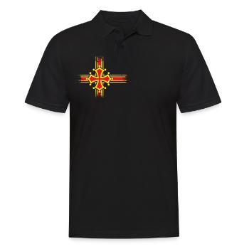 Croix jaune Occitanie sur fond rouge et/ou noir. - Polo Homme - noir - Devant - Kai (181cm)