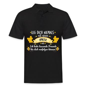 Apiculteur disant amis drôles abeilles cadeau nid d'abeille - Polo Homme - noir - Devant - Kai (181cm)