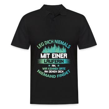 Joggen – Shirt Läuferin Freizeit Geschenk - Männer Poloshirt - Schwarz - Vorne - Kai (181cm)