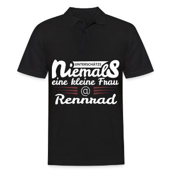 Kleine Frau auf einem Rennrad - Männer Poloshirt - Schwarz - Vorne - Kai (181cm)