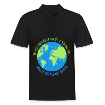 ne sous-estime pas une jeune fille planète n’aime la terre - Polo Homme - noir - Devant - Kai (181cm)