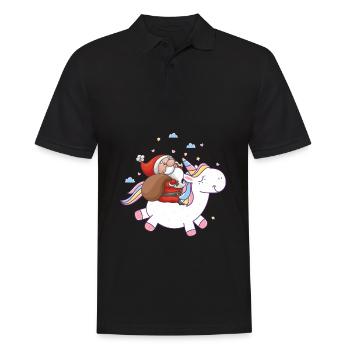 einhorn mit reitendem weihnachtsmann weihnachten - Männer Poloshirt - Schwarz - Vorne - Kai (181cm)