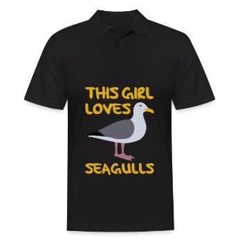 j'aime les mouettes mouette j'aime les mouettes fille fille - Polo Homme - noir - Devant - Kai (181cm)