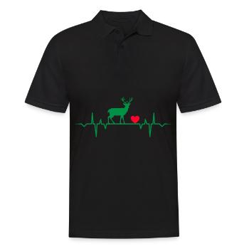 heartbeat hirsch flächen wald reh rehe herzschlag - Männer Poloshirt - Schwarz - Vorne - Kai (181cm)