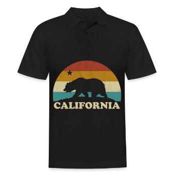 California Retro Surfer Bear Flag vintage années 70 - Polo Homme - noir - Devant - Kai (181cm)