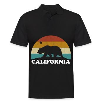 California Retro Surfer Bear Flag vintage années 70 - Polo Homme - noir - Devant - Kai (181cm)