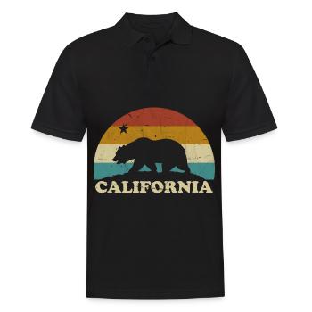 California Retro Surfer Bear Flag vintage années 70 - Polo Homme - noir - Devant - Kai (181cm)