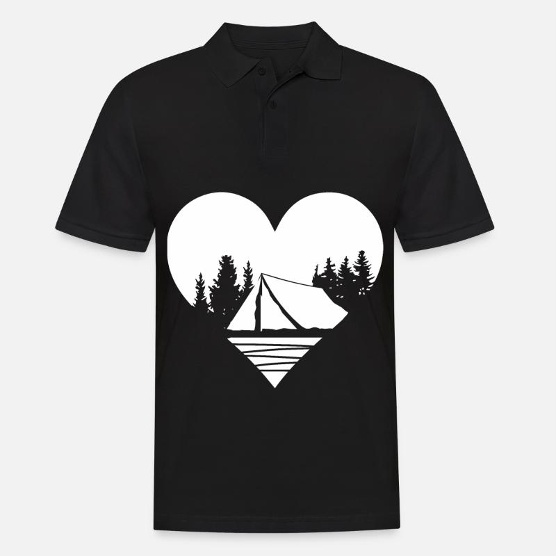 Herz - Camping - - Männer Poloshirt - Schwarz