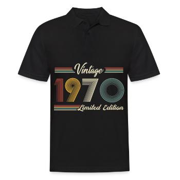 1970 Anniversaire Né En 1970 Rétro Vintage - Polo Homme - noir - Devant - Kai (181cm)