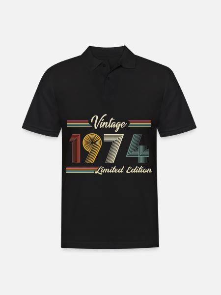 1974 Birthday Born In 1974 Retro Vintage - Men's Polo Shirt - black