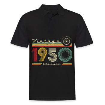 Anniversaire des années 1950 né dans les années 1950 rétro Vintage - Polo Homme - noir - Devant - Kai (181cm)