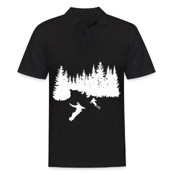 Trees - Snowboarding - Skiing - (4) - Men's Polo Shirt - black - Front - Kai (181cm)