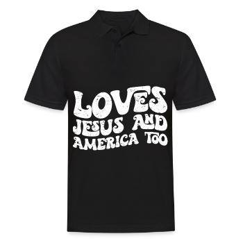 Aime Jésus et l’Amérique trop chrétien motive - Polo Homme - noir - Devant - Kai (181cm)