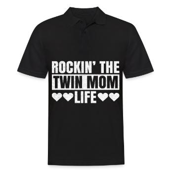 Rockin' the Twin Mom life Zitat für eine Mutter - Männer Poloshirt - Schwarz - Vorne - Kai (181cm)
