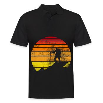 Retro - Wandern - (2) - Männer Poloshirt - Schwarz - Vorne - Kai (181cm)