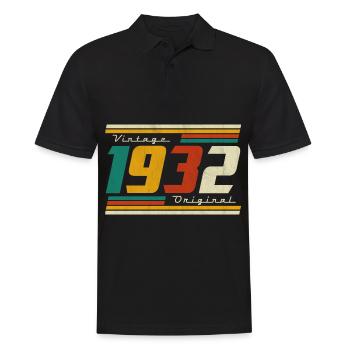 1932 Né 90 ans Anniversaire Rétro - Polo Homme - noir - Devant - Kai (181cm)